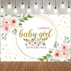 Floral Sweet Baby Girl Backdrop 152x101cm It's A Girl Baby Shower Background