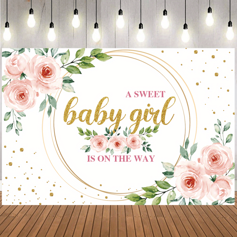 Floral Sweet Baby Girl Backdrop 152x101cm It's A Girl Baby Shower Background