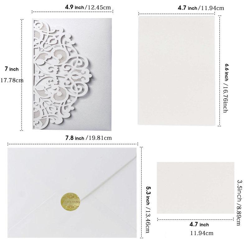 50pcs Green Pearl Paper Wedding Invitations with Inner Cards and Envelope Pocket