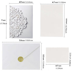 50pcs Green Pearl Paper Wedding Invitations with Inner Cards and Envelope Pocket