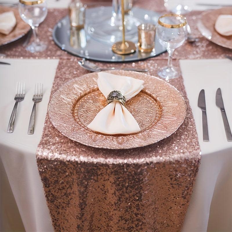 Rose Gold Sequin Table Runner Wedding Party Christmas Decor