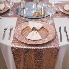 Rose Gold Sequin Table Runner Wedding Party Christmas Decor