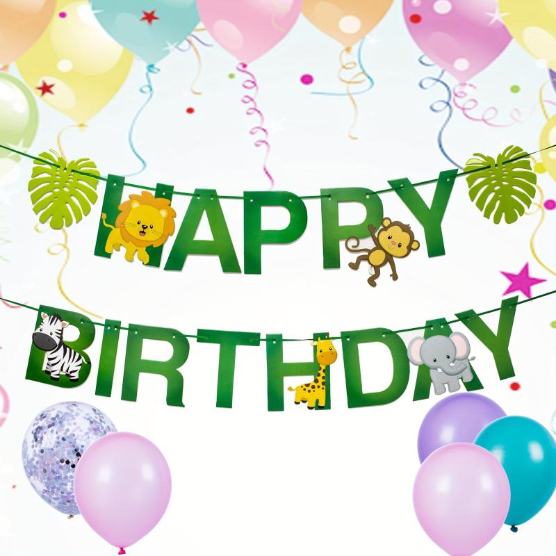 Jungle Animal Birthday Party Decorations Hanging Banner Paper Forest Theme
