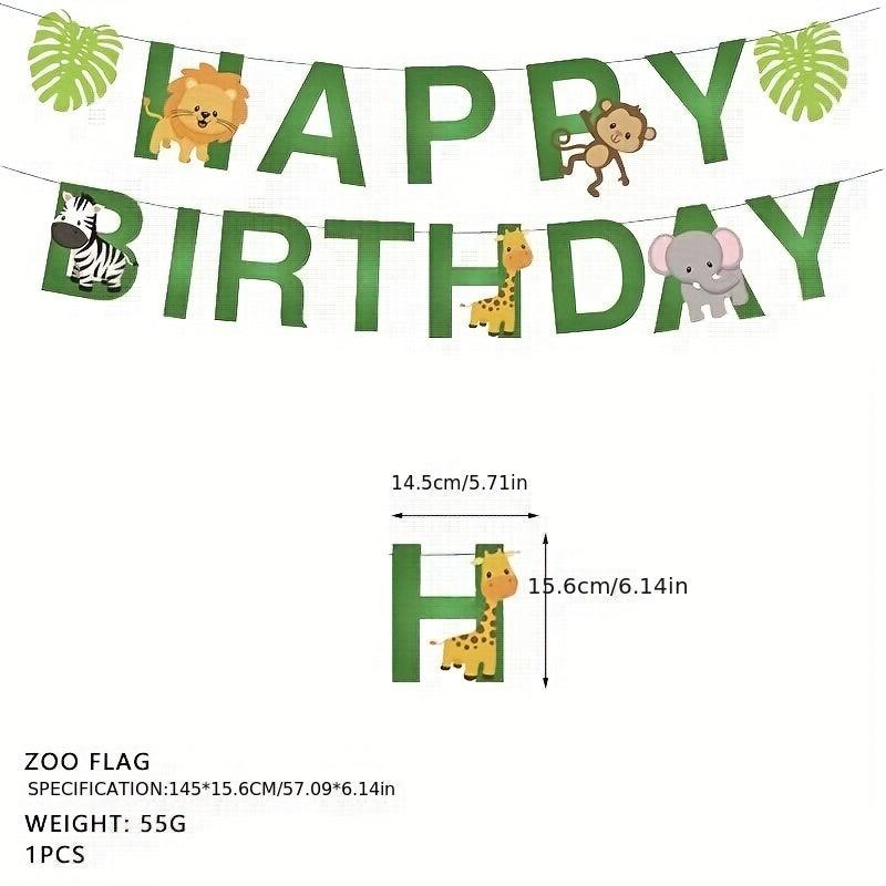 Jungle Animal Birthday Party Decorations Hanging Banner Paper Forest Theme