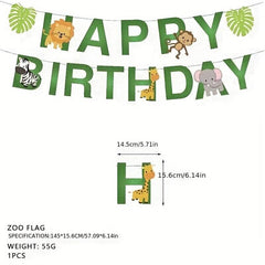 Jungle Animal Birthday Party Decorations Hanging Banner Paper Forest Theme