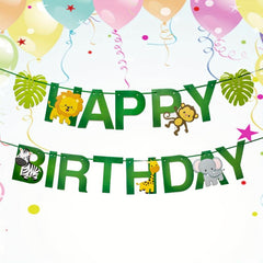 Jungle Animal Birthday Party Decorations Hanging Banner Paper Forest Theme
