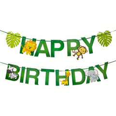 Jungle Animal Birthday Party Decorations Hanging Banner Paper Forest Theme