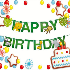 Jungle Animal Birthday Party Decorations Hanging Banner Paper Forest Theme