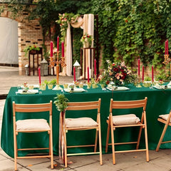 Emerald Green Satin Tablecloth 259 x 147 cm Champagne Overlay Cover