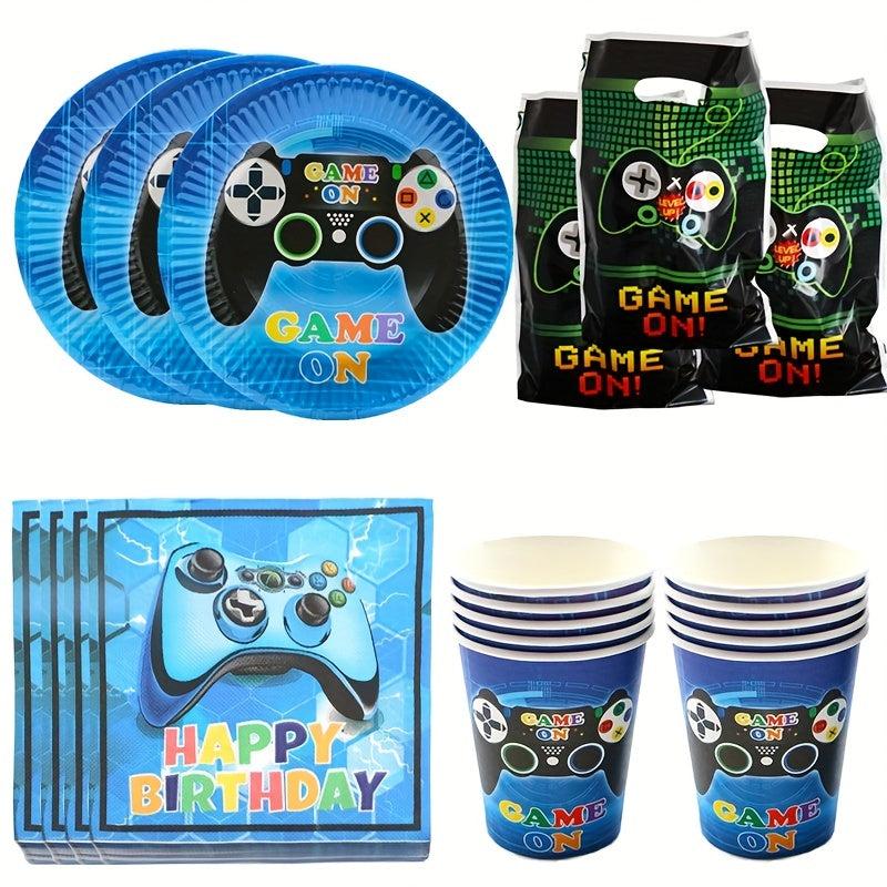 Video Game Party Tableware Supplies - Plates, Cups, Napkins for Gamer Party