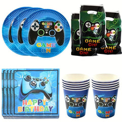 Video Game Party Tableware Supplies - Plates, Cups, Napkins for Gamer Party