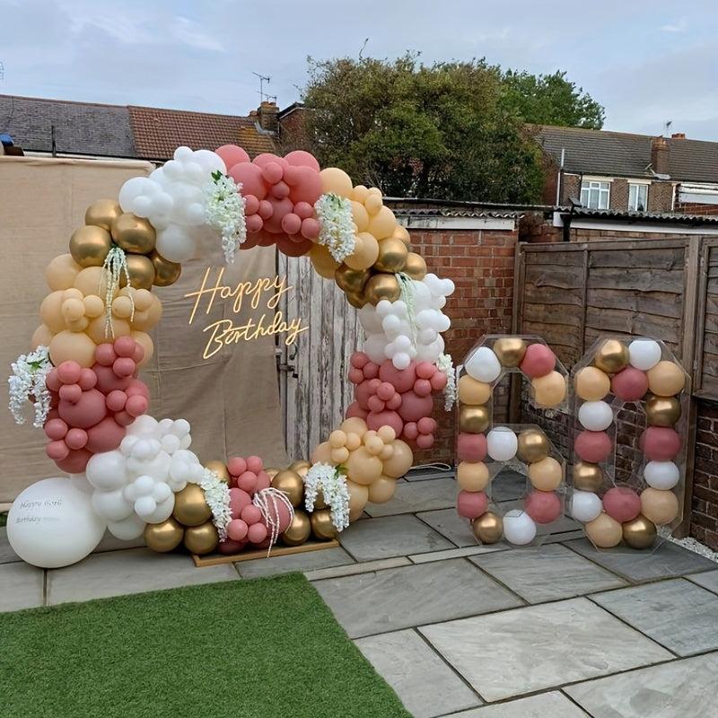 180pcs Birthday Balloon Garland Arch Kit Cream Peach Party Decor Supplies