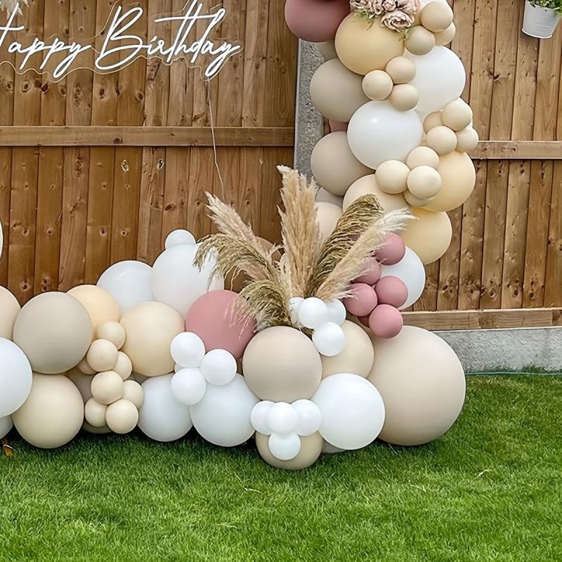 180pcs Birthday Balloon Garland Arch Kit Cream Peach Party Decor Supplies