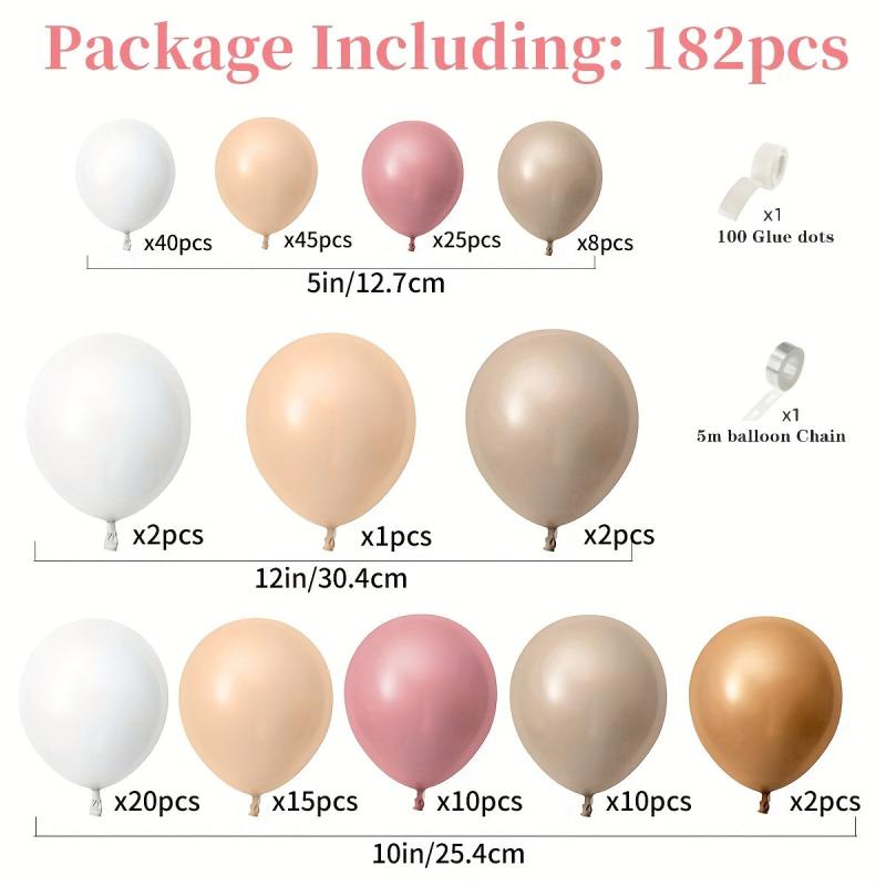 180pcs Birthday Balloon Garland Arch Kit Cream Peach Party Decor Supplies