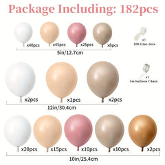 180pcs Birthday Balloon Garland Arch Kit Cream Peach Party Decor Supplies