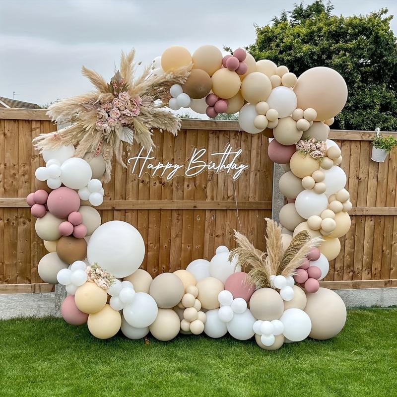 180pcs Birthday Balloon Garland Arch Kit Cream Peach Party Decor Supplies