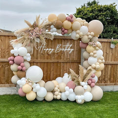 180pcs Birthday Balloon Garland Arch Kit Cream Peach Party Decor Supplies