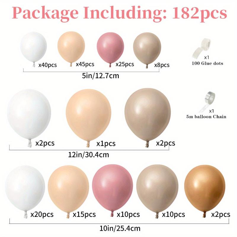 180pcs Birthday Balloon Garland Arch Kit Cream Peach Party Decor Supplies