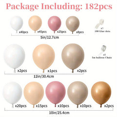 180pcs Birthday Balloon Garland Arch Kit Cream Peach Party Decor Supplies