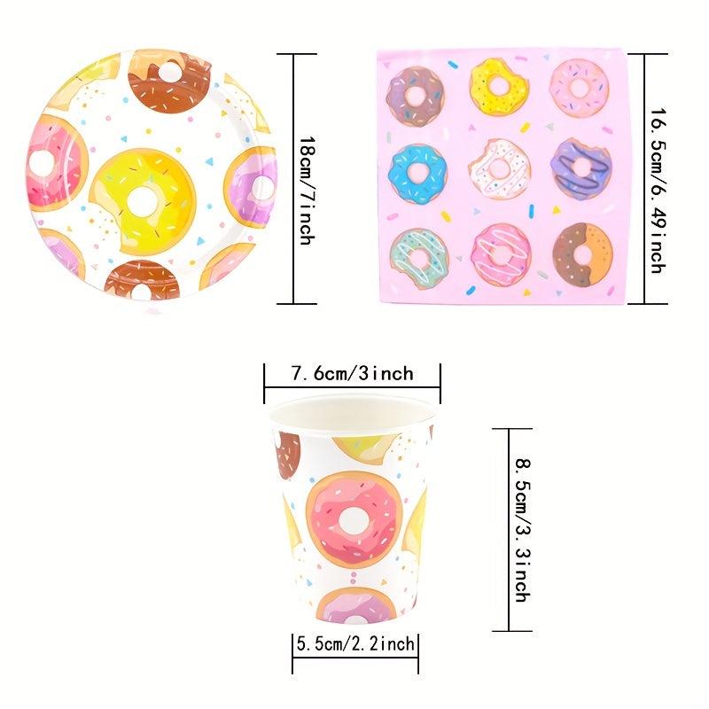 Donut Themed Party Dinnerware Set for 20 Guests