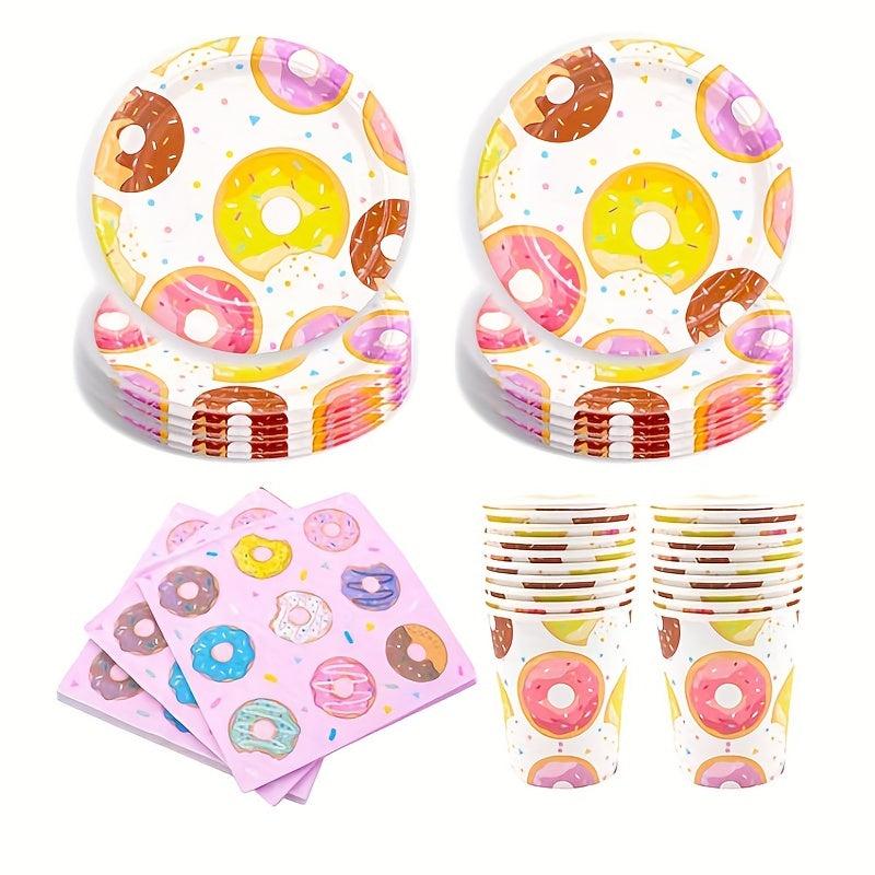 Donut Themed Party Dinnerware Set for 20 Guests