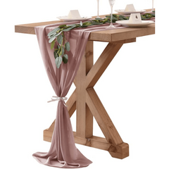 1pc Dusty Rose Chiffon Table Runner Wedding Sheer Bridal Shower Decor