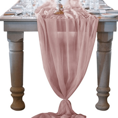 1pc Dusty Rose Chiffon Table Runner Wedding Sheer Bridal Shower Decor