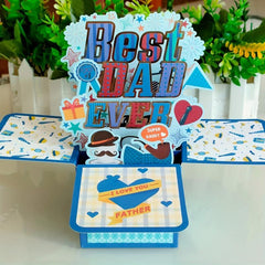 3D Pop Up Fathers Card from Daughter Son - Happy Dad Birthday Gift Set
