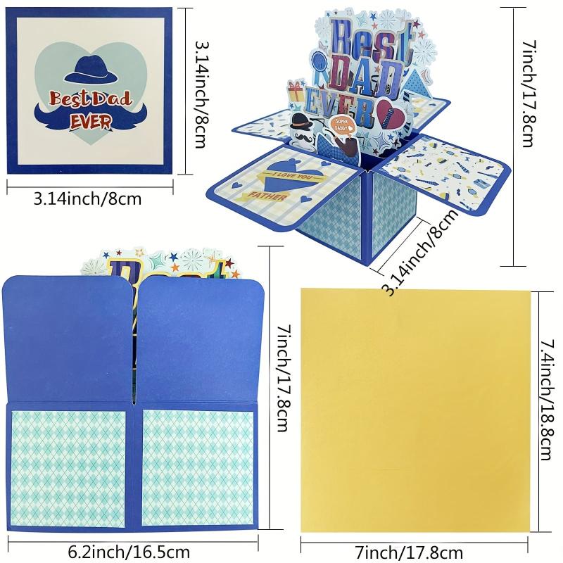 3D Pop Up Fathers Card from Daughter Son - Happy Dad Birthday Gift Set