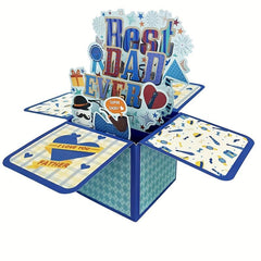 3D Pop Up Fathers Card from Daughter Son - Happy Dad Birthday Gift Set
