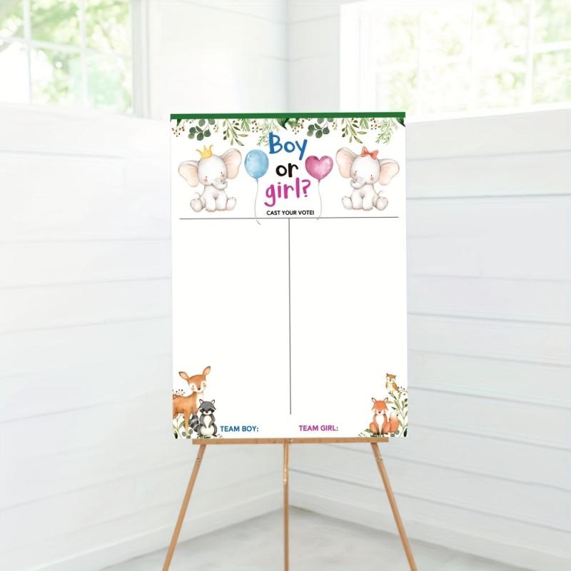 36pcs Gender Reveal Poster and Stickers Set for Baby Shower