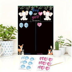 36pcs Gender Reveal Poster and Stickers Set for Baby Shower