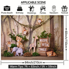 Safari Wild One Backdrop 7x5ft Jungle Boy 1st Birthday Party Decorations