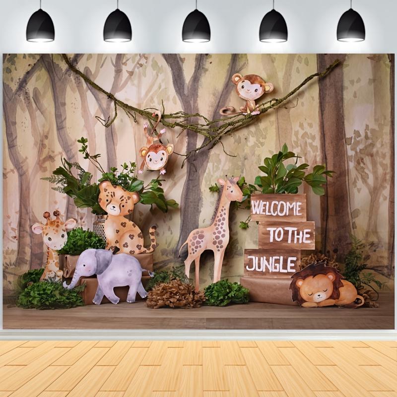 Safari Wild One Backdrop 7x5ft Jungle Boy 1st Birthday Party Decorations