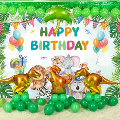 Safari Jungle Animals Backdrop Green Leaves Photography Background