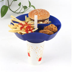Reusable Compartment Plate with Straw Hole and To Go Cup