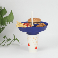 Reusable Compartment Plate with Straw Hole and To Go Cup