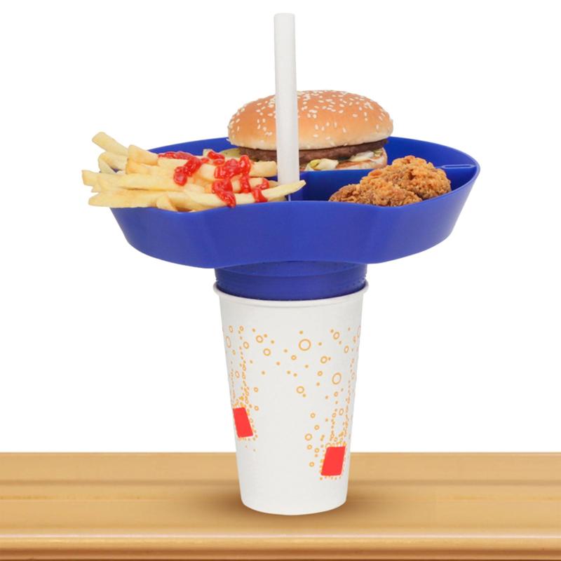 Reusable Compartment Plate with Straw Hole and To Go Cup