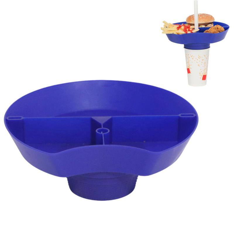 Reusable Compartment Plate with Straw Hole and To Go Cup