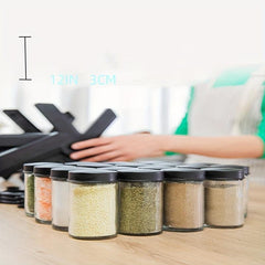 Rotating Seasoning Rack Set with 18 Seasoning Bottles & Labels
