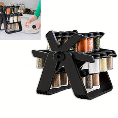 Rotating Seasoning Rack Set with 18 Seasoning Bottles & Labels