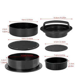 3-in-1 Burger Press Patty Maker Non-Stick Stuffed Burger Mold BBQ Grill Tool
