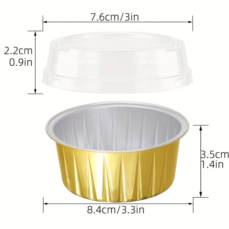 50pcs Aluminum Foil Baking Cups With Lids 7 Disposable Foil Food Containers Mini