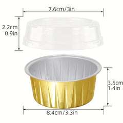 50pcs Aluminum Foil Baking Cups With Lids 7 Disposable Foil Food Containers Mini