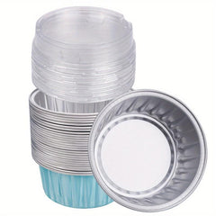 50pcs Aluminum Foil Baking Cups With Lids 7 Disposable Foil Food Containers Mini