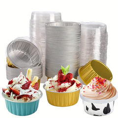 50pcs Aluminum Foil Baking Cups With Lids 7 Disposable Foil Food Containers Mini