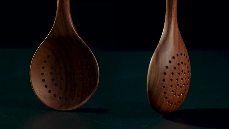 Teak Wood Kitchen Utensils Set with Holder, Natural Cooking Spoons