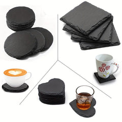 12pcs Slate Coasters Set Heat Insulation Mat Stone Coasters