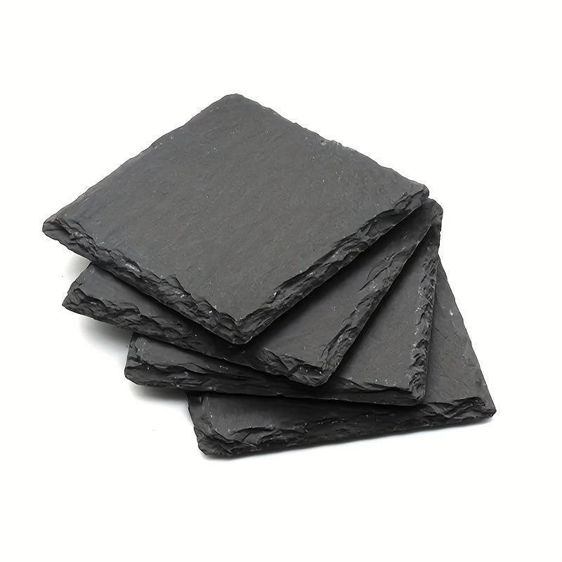 12pcs Slate Coasters Set Heat Insulation Mat Stone Coasters