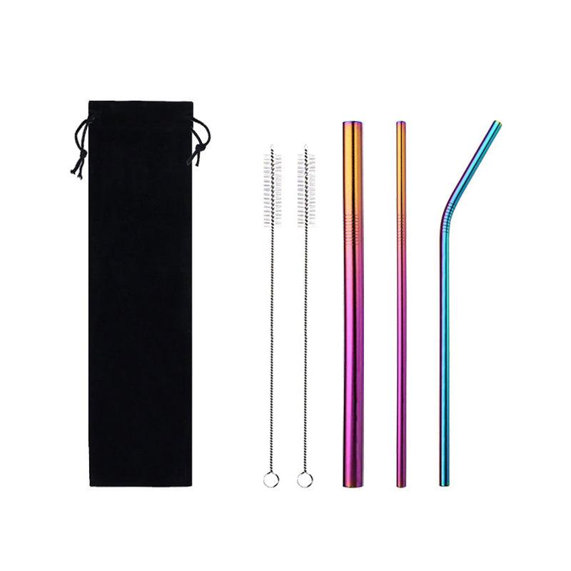 6pcs Stainless Steel Straw Heat Resistant Reusable Straw with Cleaning Brush